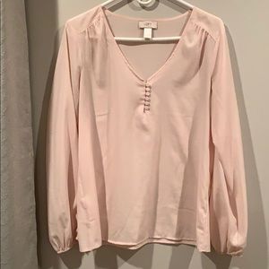 Loft Pink Long Sleeve Blouse